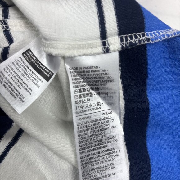Levis Mens Oversized Striped Crewneck T-Shirt With Pocket Blue/White/Navy - Picture 14 of 16